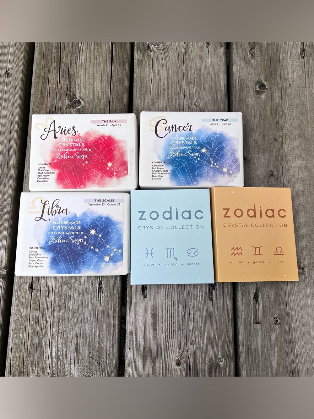 Astrology Crystals Set of 5 Boxes